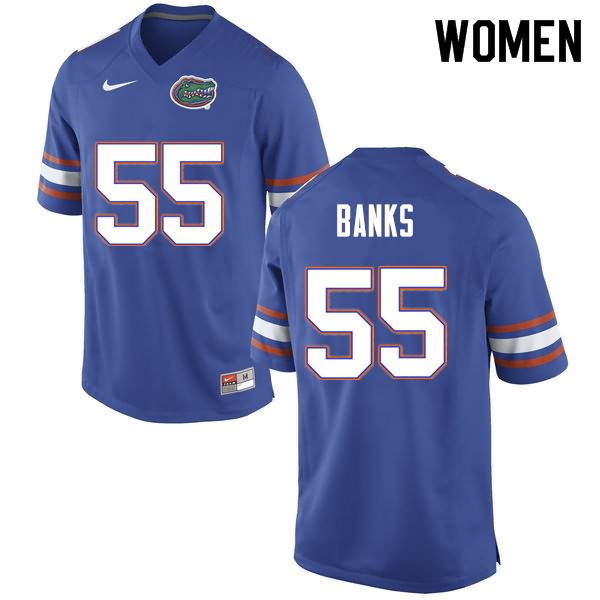 Women's NCAA Florida Gators Noah Banks #55 Stitched Authentic Nike Blue College Football Jersey AMD2065SD